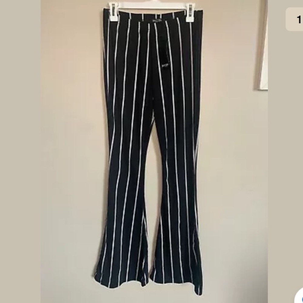 Nasty Gal Women’s Black/White Striped Flare Leg 10